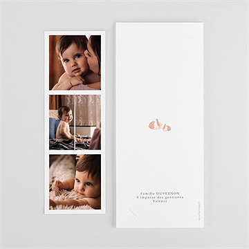 Faire-part de baptême gravure rosée fleur séchée - Dos du faire-part