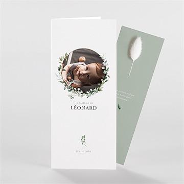Faire-part de baptême l'eucalyptus fleur séchée