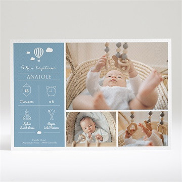 Faire-part de baptême ma petite montgolfière