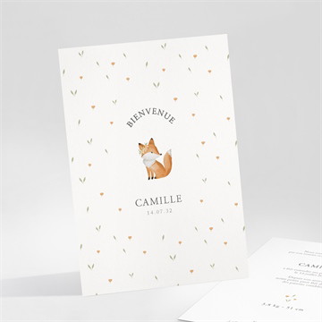 Faire-part naissance fleurs et renard
