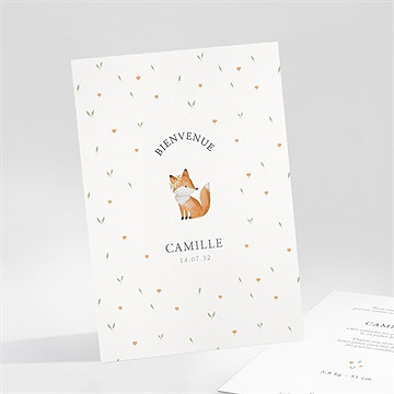 Faire-part naissance fleurs et renard