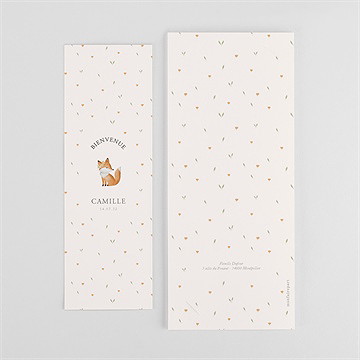 Faire-part naissance fleurs et renard photomaton - Dos du faire-part