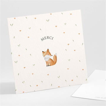 Remerciement naissance fleurs et renard