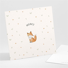 Remerciement naissance fleurs et renard