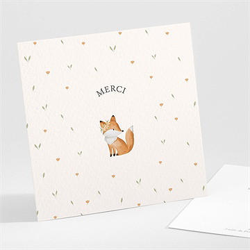 Remerciement naissance fleurs et renard