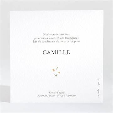 Remerciement naissance fleurs et renard - Dos de la carte