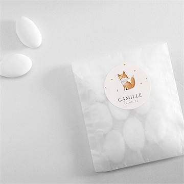 Sticker naissance fleurs et renard - Mise en situation