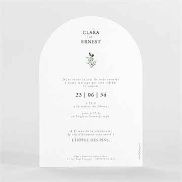 Faire-part mariage tendre murmure arche - Dos du faire-part