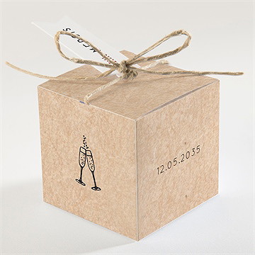 Boîte de dragées mariage champagne - Dos de la boîte