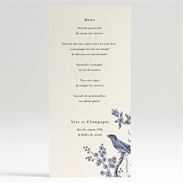 Menu mariage exotique - Dos du menu