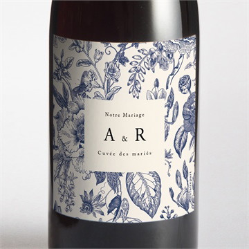 Etiquette de bouteille mariage exotique