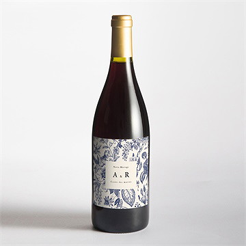 Etiquette de bouteille mariage exotique - Mise en situation