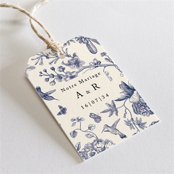 Etiquette mariage exotique gaufrage