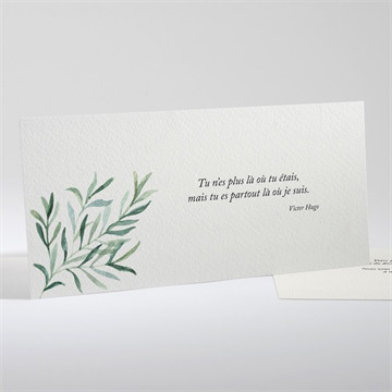 Remerciement décès élégant branchage