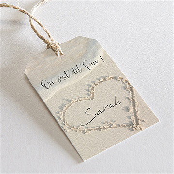 Marque-place mariage dans le sable étiquette