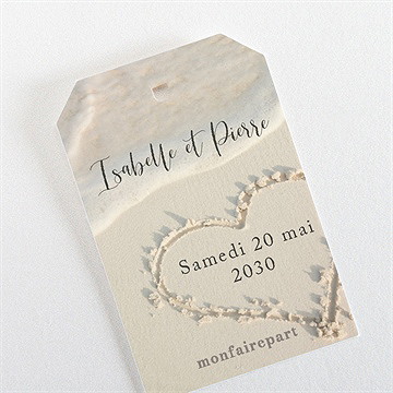 Marque-place mariage dans le sable étiquette - Dos de l'étiquette