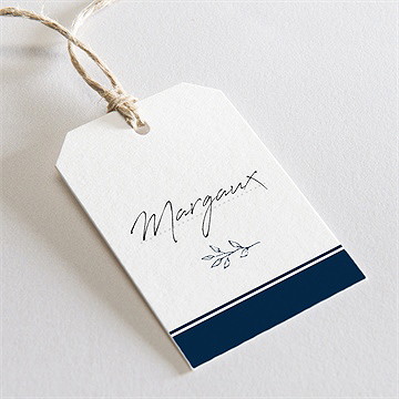 Marque-place mariage bleu romantique étiquette