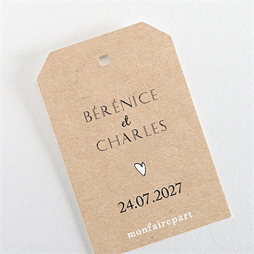 Marque-place mariage avec programme étiquette - Dos de l'étiquette