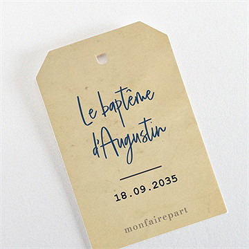 Marque-place baptême télégramme baptême étiquette - Dos du marque-place