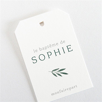 Marque-place baptême jolie annonce étiquette - Dos du marque-place