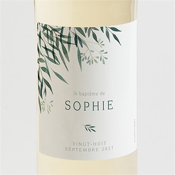 Etiquette de bouteille baptême jolie annonce champêtre