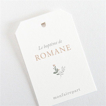 Marque-place baptême tout en joie étiquette - Dos du marque-place