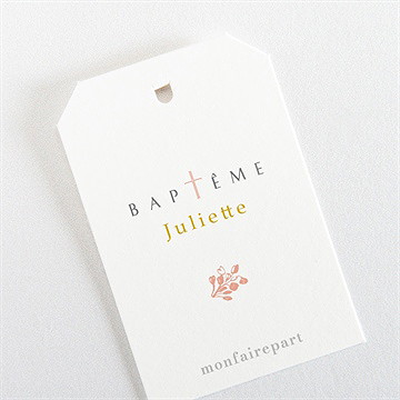 Marque-place baptême motif gravure étiquette - Dos du marque-place