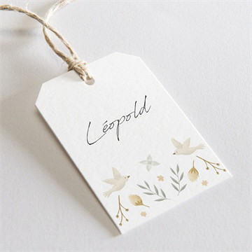 Marque-place baptême vers le beau étiquette