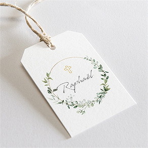 Marque-place communion gravée au coeur étiquette