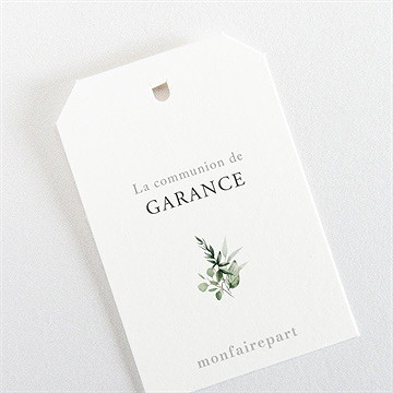 Marque-place communion gravée au coeur étiquette - Dos du marque-place