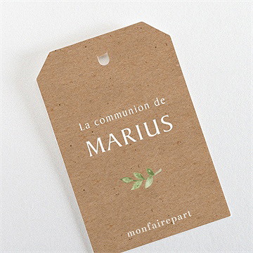 Marque-place communion illus végétale étiquette - Dos du marque-place
