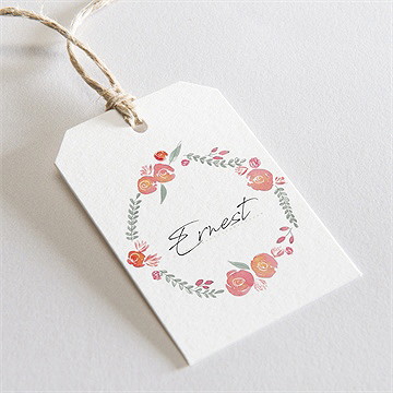 Marque-place communion couronne aquarelle étiquette