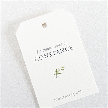 Marque-place communion espérance étiquette - Dos du marque-place