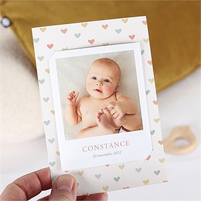 Faire-part naissance petits cœurs