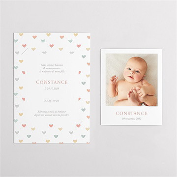 Faire-part naissance petits cœurs - Vue d'ensemble