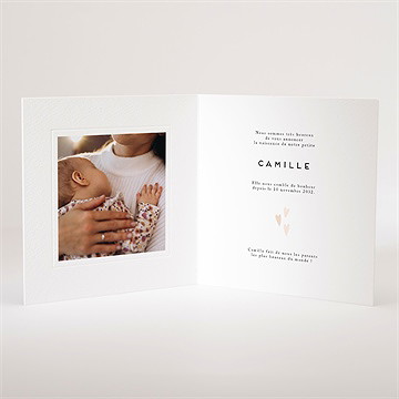 Faire-part naissance jolis cœurs - Intérieur du faire-part