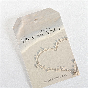 Rond de serviette mariage dans le sable - Dos du rond de serviette