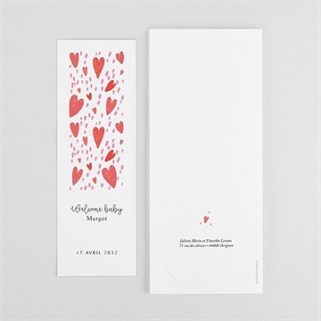Faire-part naissance cœurs d'amour - Dos du faire-part