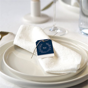 Rond de serviette mariage bleu romantique