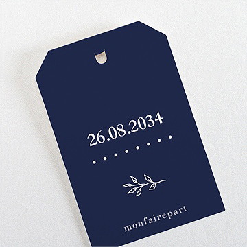 Rond de serviette mariage bleu romantique - Dos du rond de serviette