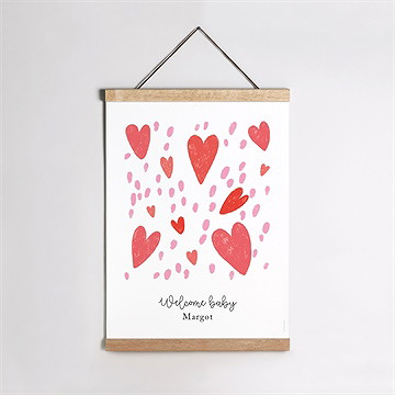 Affiche naissance cœurs d'amour
