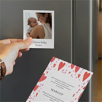 Faire-part naissance cœurs d'amour duo - Mise en situation