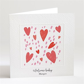 Faire-part naissance cœurs d'amour gaufrage