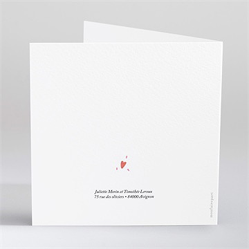 Faire-part naissance cœurs d'amour gaufrage - Dos du faire-part
