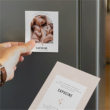 Faire-part naissance cœurs délicats - Mise en situation