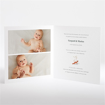Faire-part de baptême forêt carré - Intérieur du faire-part
