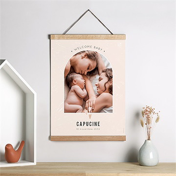 Affiche naissance cœurs délicats - Mise en situation