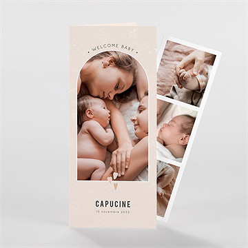 Faire-part naissance cœurs délicats photomaton