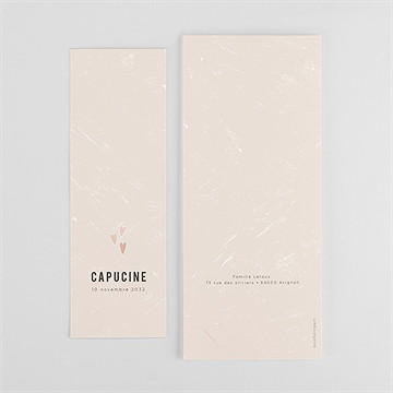 Faire-part naissance cœurs délicats photomaton - Dos du faire-part