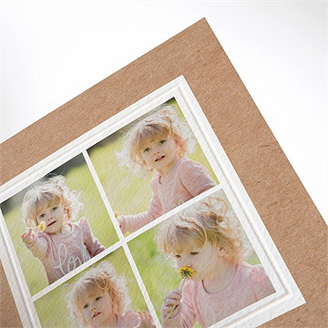 Faire-part de baptême pele mele photo gaufrage - Détail du faire-part